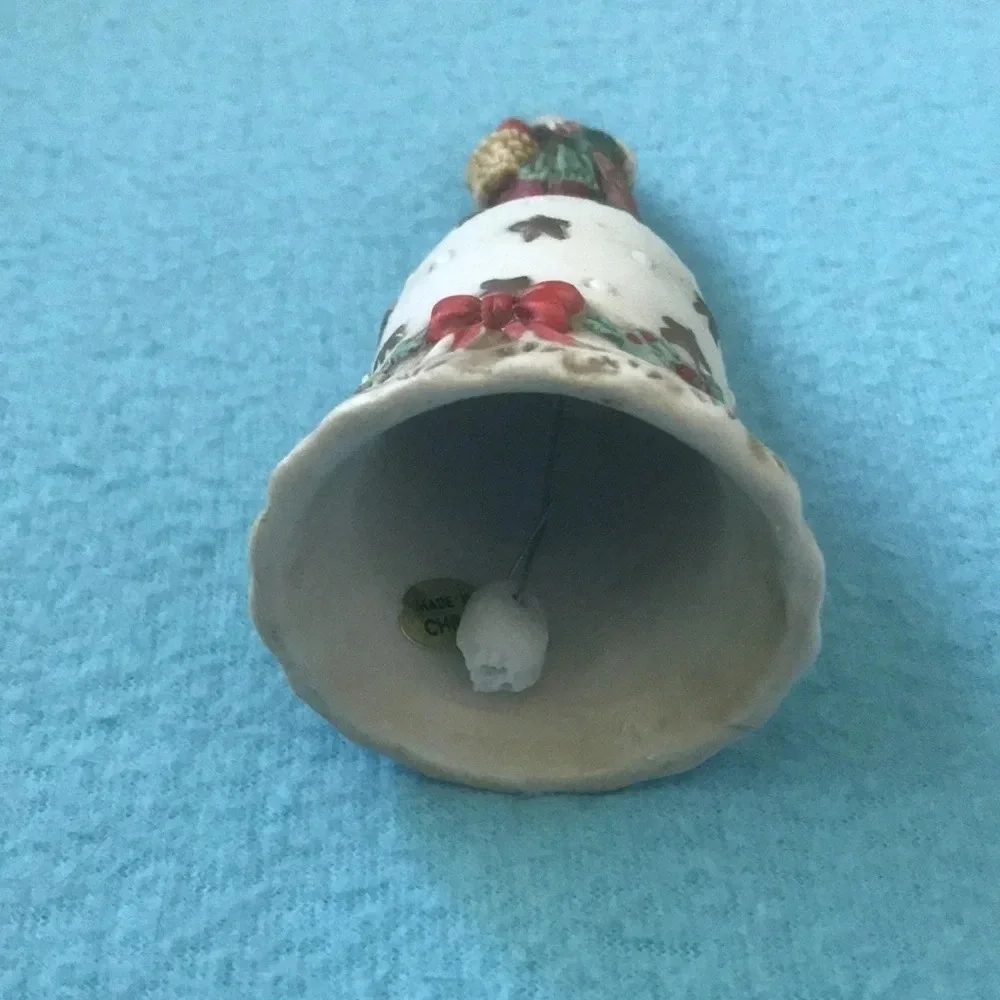 Santa Clause Christmas Bell vintage porcelain collection piece size 2.5 X 5